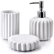 Sada kúpeľňových doplnkov Ferra, biela/s chrómovými prvkami