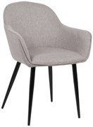 Stolička s podrúčkami Boise - látka, nohy čierny kov - Sivá