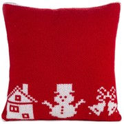 VIANOČNÁ DEKORAČNÁ OBLIEČKA NA VANKÚŠ SNOWMAN 1KS 45X45 CM ČERVENÁ