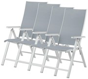 Livarno home Hliníkové kreslo Houston s vysokým operadlom, biele/bledosivé, 4 kusy (800008977)