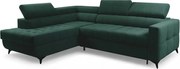 Rohová sedačka Nardo L s rozkladom ľavostranná - zelený zamat Bluvel 78