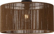 Stropná lampa čierna s hnedým tienidlom z papierového lana 50/50/25 - Combi