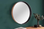 Dizajnové okrúhle nástenné zrkadlo s dreveným rámom Almere dub 70cm