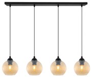 Závesné svietidlo Riffle Round, 4x medové sklenené tienidlo