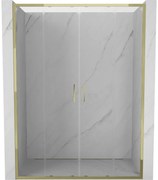 Mexen Exo, posuvné dvojité sprchové dvere 130 cm, číre sklo, zlatá, 8152-130-000-50-00