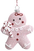 Ružová vianočná ozdoba perníček Gingerbread - 8*3*10 cm