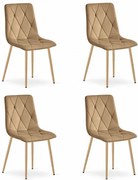 Set štyroch jedálenských stoličiek LIBRA zamatové hnedé / drevené nohy (4 ks)