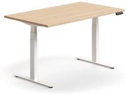 Výškovo nastaviteľný stôl QBUS, rovný, 1400x800 mm, biely rám, dub