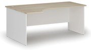 Rohový kancelársky písací stôl PRIMO WHITE, 180x120 cm, ľavý, biela/dub prírodný