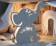 ČistéDrevo Detská nástenná lampička s menom - slon