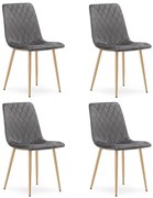 Set štyroch jedálenských stoličiek TURIN zamatové, tmavosivé / hnedé nohy (4 ks)