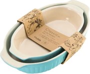 Sada zapekacích misiek (2 ks) modrá/krémová kamenina, oválne%