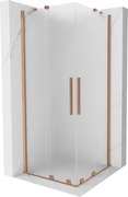 Mexen Velar Duo posuvná sprchová kabina 80 x 80 cm, mrazené sklo, brúsená meď - 871-080-080-32-65