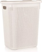Kôš na prádlo 50 l, krémový, ratanový vzhľad%