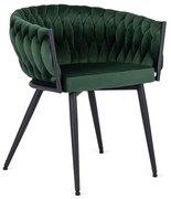 Kreslo ORION velvet - smaragdovo zelené pletenie čierne nohy - vintino.sk