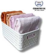 Plastový košík COUNTRY, rovný, biely (6 l – 28 x 19 x 13)