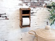 Drevený nástenný stojan na toaletný papier Brick - 15 * 10 * 30 cm