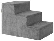 Sivé schody pre psov a mačky, 3 schody, mäkký plyš