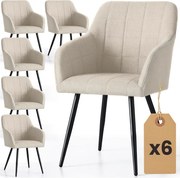 Sada šiestich jedálenských stoličiek LUXANO Lumos zamatové, béžové / čierne nohy (6 ks)