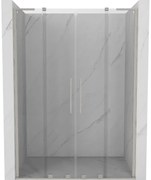 Mexen Velar L Duo, posuvné sprchové dvere do otvoru 140 cm, 8mm číre sklo, brúsená oceľ, 871-140-003-02-97