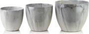 Sada 3 ks keramických květináčů NEVA MARBLE III šedá
