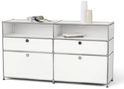 Kovová odkladacia skrinka "CN3" s výklopnými priečinkami, zásuvkami a otvorenými priehradkami, biela