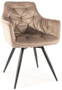 SIGNAL MEBLE Jedálenská stolička MANGO VELVET, čierna/bluvel tmavo béžová 40