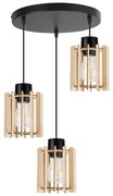 Závesné svietidlo Timber 7, 3x drevené tienidlo, o