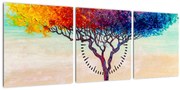 Obraz maľovaného stromu (s hodinami) (90x30 cm)