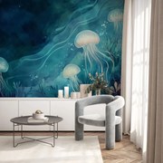 Fototapeta - Modré medúzy (147x102 cm)
