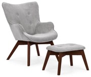 Sivé menčestrové kreslo s podnožkou Niko – Ropez