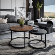 OKRÚHLY KONFERENČNÝ STOLÍK LEONARDO 2v1 DUB STIRLING + ČIERNÝ MATNÝ 50/70