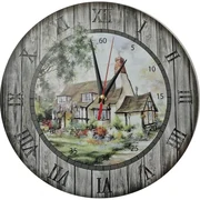 Hodiny na stenu z dreva,  nástenné hodiny vintage I SENTOP HDFK003 fi 30 cm