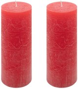 Červená parafínová sviečka rustikálna 20 cm, 90 h, sada 2 ks