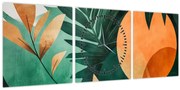Obraz - Geometrické prírodné motívy (s hodinami) (90x30 cm)