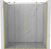 Mexen Velar Duo, posuvné dvere do otvoru 200x200 cm, 8mm číre sklo, zlatá matná, 871-200-000-02-55