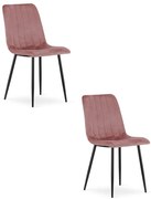 Set dvoch jedálenských stoličiek LAVA zamatové, ružové / čierne nohy (2 ks)