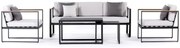 Sensum Hasseludden Sada lounge nábytku, 5 ks, oceľ, polyester, polywood, čierna, sivá