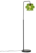 Retro stojaca lampa čierna so zeleným sklom - Denise