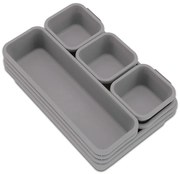 Sivé plastové organizéry do zásuvky v súprave 8 ks - Addis