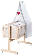 Kolíska z bukového dreva na kolieskach/s baldachýnom 40x90 cm v prírodnej farbe Adam and Owl – Roba