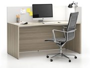 Kancelárska zostava single s paravánom SEGMENT, pravá, dub prírodná/biela