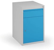 Podstavný dielenský box na náradie s dverami a zásuvkou KOVONA, bez políc, 800 x 480 x 610 mm