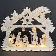AMADEA Drevený svietiaci portál s motívom betlehema, 43x36x9 cm