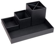 Tmavosivý 4-dielny stolový organizér na písacie pomôcky Bigso Box of Sweden Lena