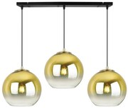 Závesné svietidlo Bergen Gold, 3x zlaté/transparentné sklenené tienidlo (fi 20cm)