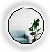 Mnohouholníkové zrkadlo Wielo v čiernom ráme Mdf s Led podsvietením Fi 190 cm