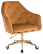 LuxuryForm DESIGN Kreslo ANDORA VELUR na zlatej podstave s kolieskami - hnedé
