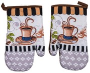 Sada 2 bielo-sivých chňapiek s magnetom ROASTED COFFEE