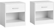 Nočné stolíky, sada 2 ks, príručný stolík so zásuvkou, 28 x 39 x 41 cm, biele